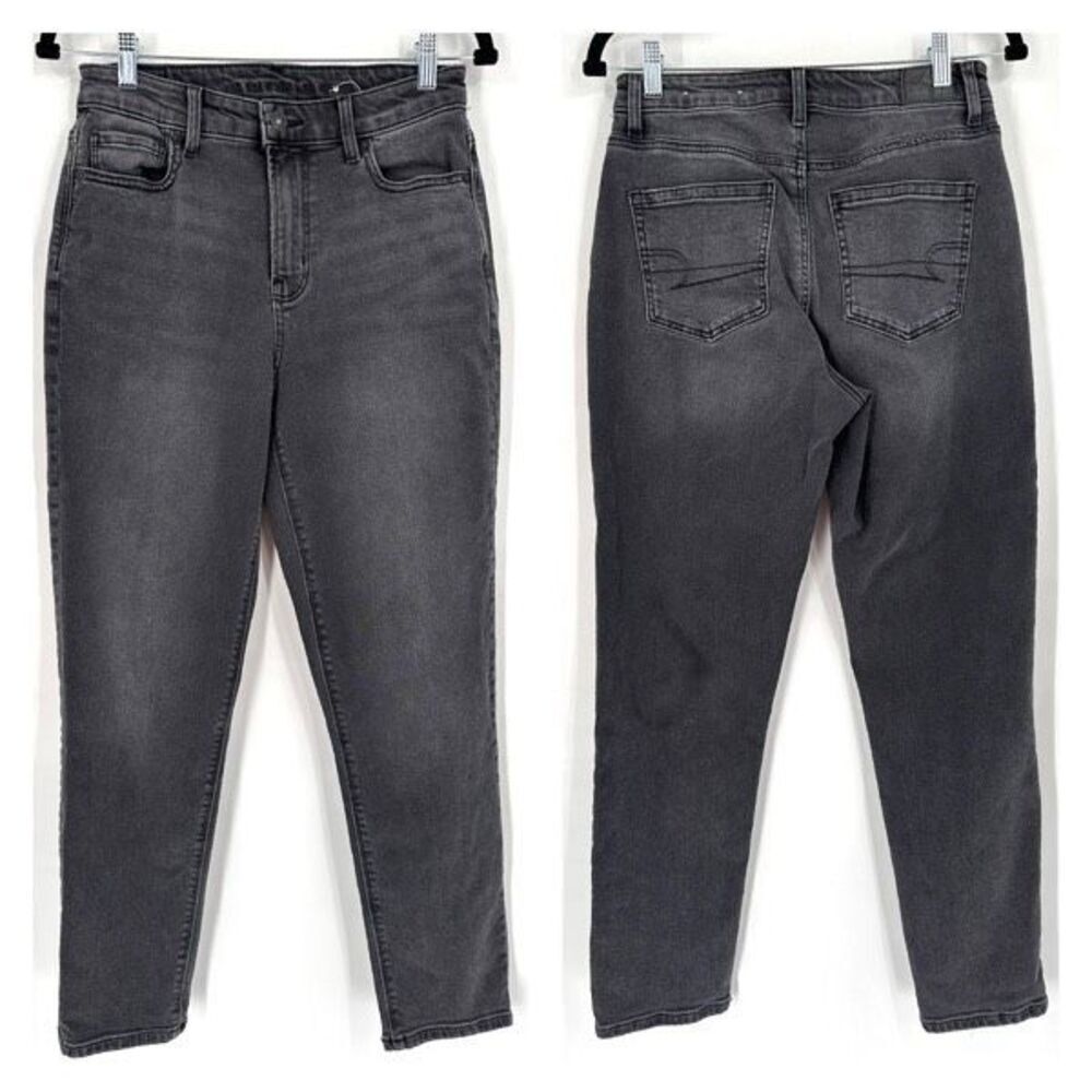 American Eagle Charcoal Gray Super Hi Rise Mom Jeans Size 4